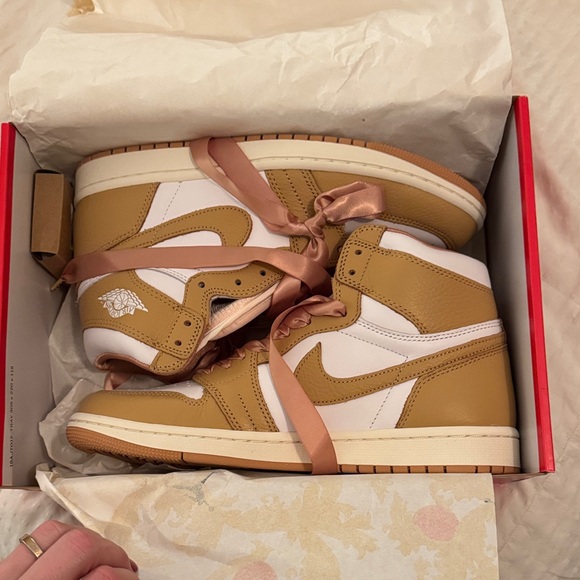 Nike Women's Tan and White High-Top Sneakers - Picture 3 of 5